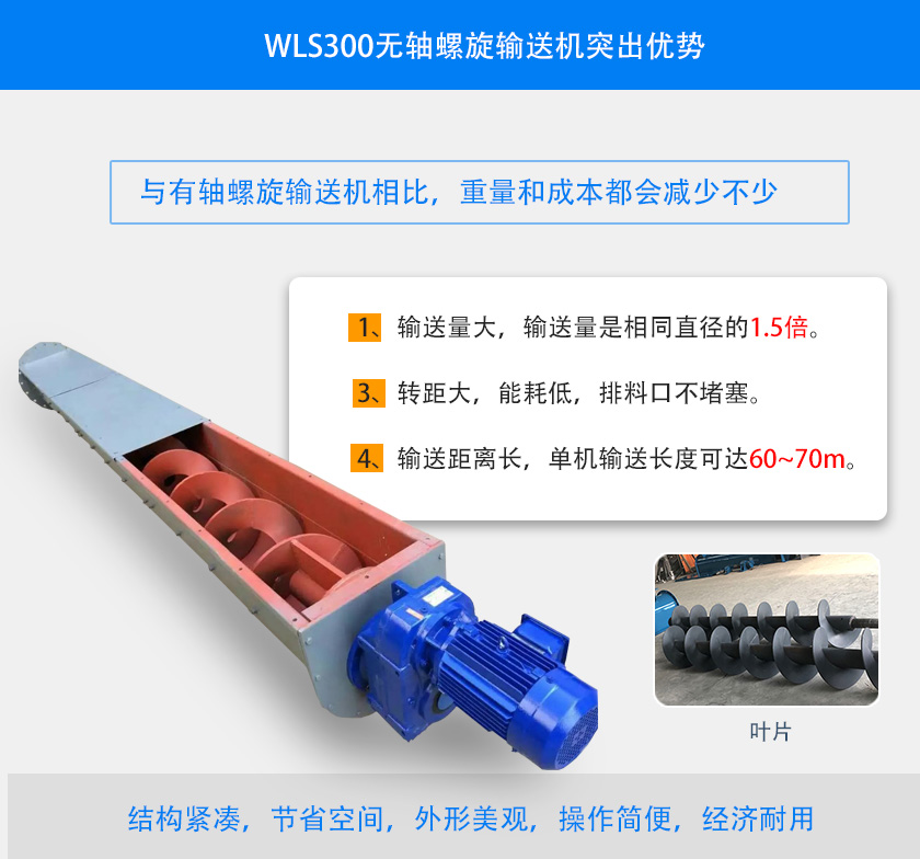 WLS300無軸螺旋輸送機突出優勢