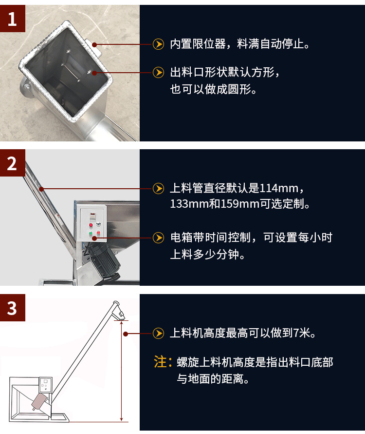 不銹鋼螺旋輸送機自動上料，可定制管徑，高度可做到7米